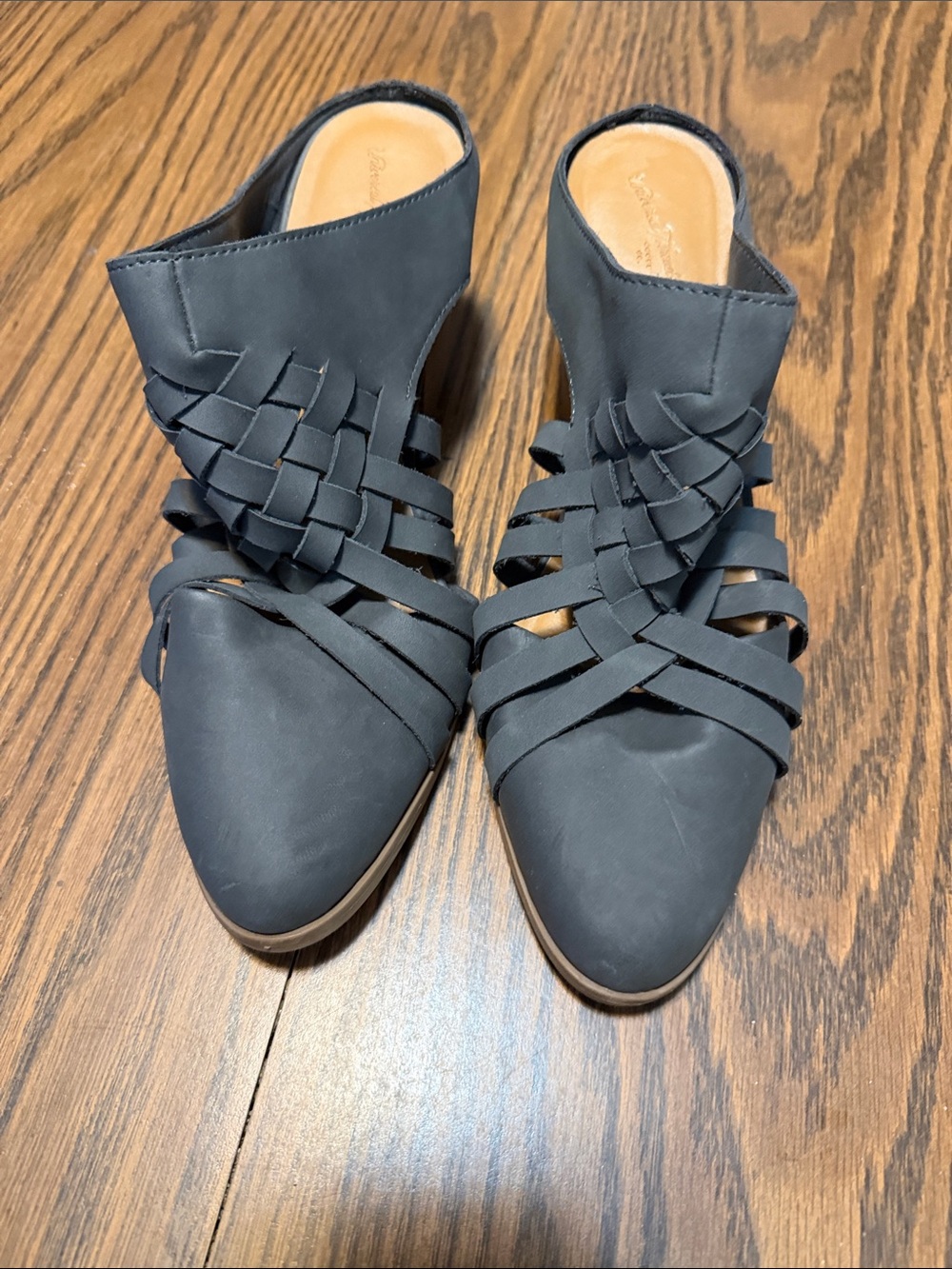 Universal Thread Black Woven Strap Slip-On Mules